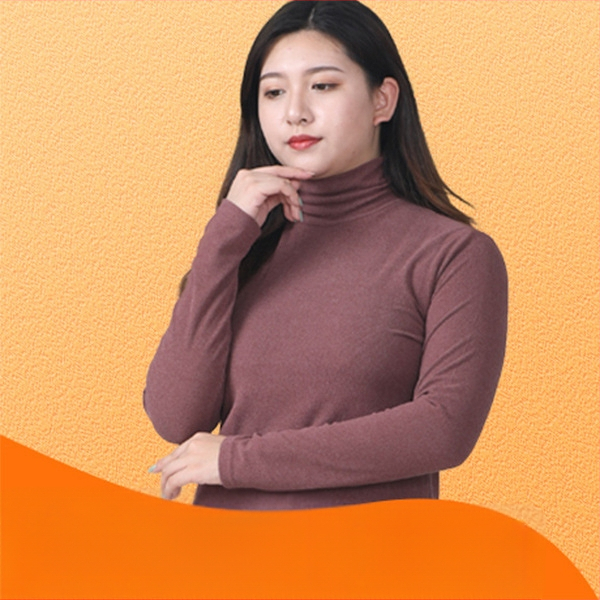 Sieviešu biezs velūra adīts top ar augstu kaklu — šaura piegriezums, garas piedurknes, poliesters ar elastānu