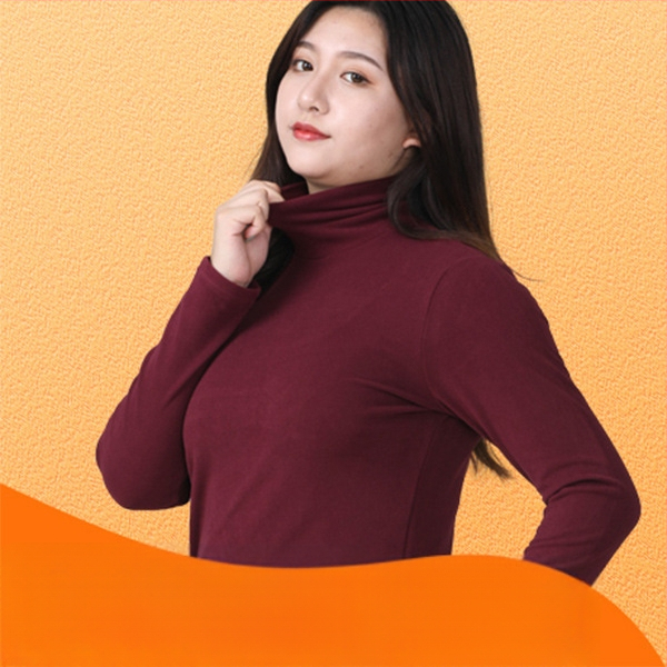 Sieviešu biezs velūra adīts top ar augstu kaklu — šaura piegriezums, garas piedurknes, poliesters ar elastānu