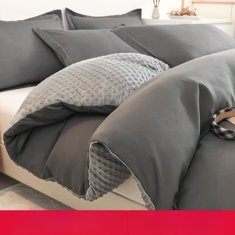 Paplanhuzat fleece béléssel, tej velúr és korall velúr, akril szálból, 4 részes készlet