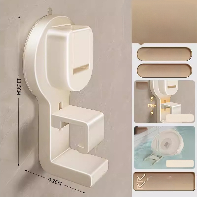 Vannas istabas sienas organizētājs izlietnei un vannai ar stipru sūkņa kausu – ABS, Daudzfunkcionāls, 1 līmenis