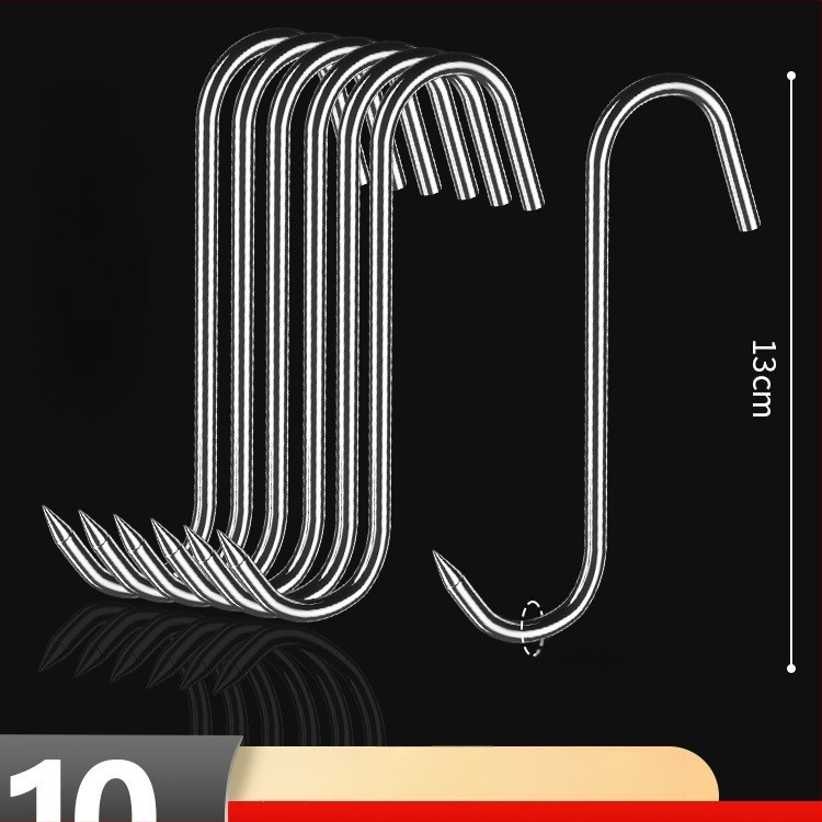 Liha konks roostevabast terasest, S-kujuline, ühe konksu disain, kerge luksuslik stiil, koormus kuni 10–15 kg