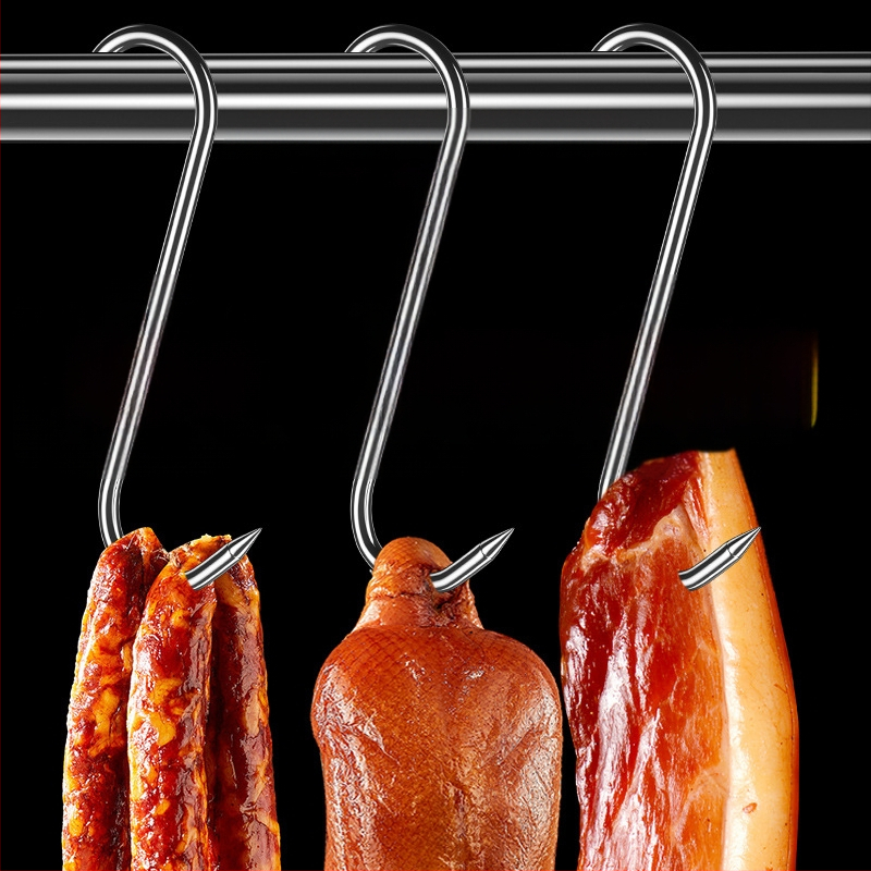 Liha konks roostevabast terasest, S-kujuline, ühe konksu disain, kerge luksuslik stiil, koormus kuni 10–15 kg