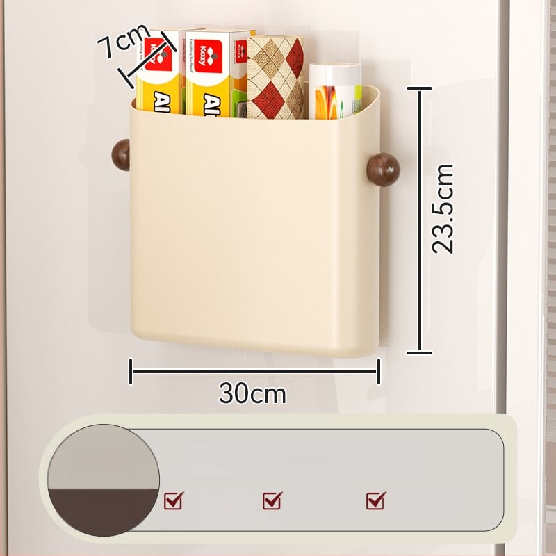 Magnētiska ledusskapja sienas uzglabāšanas plaukts, ABS materiāls, modelis Ym.7257, uzstādīšana bez urbuma, sānu virtuves organizētājs