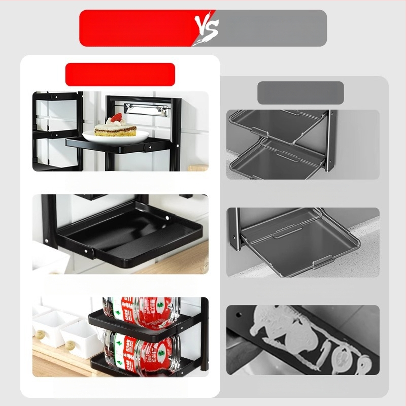 Toiduvalmistamise riiul (kokkupandav, mitmekorruseline, imukorgiga, seinale paigaldatav, metallist)