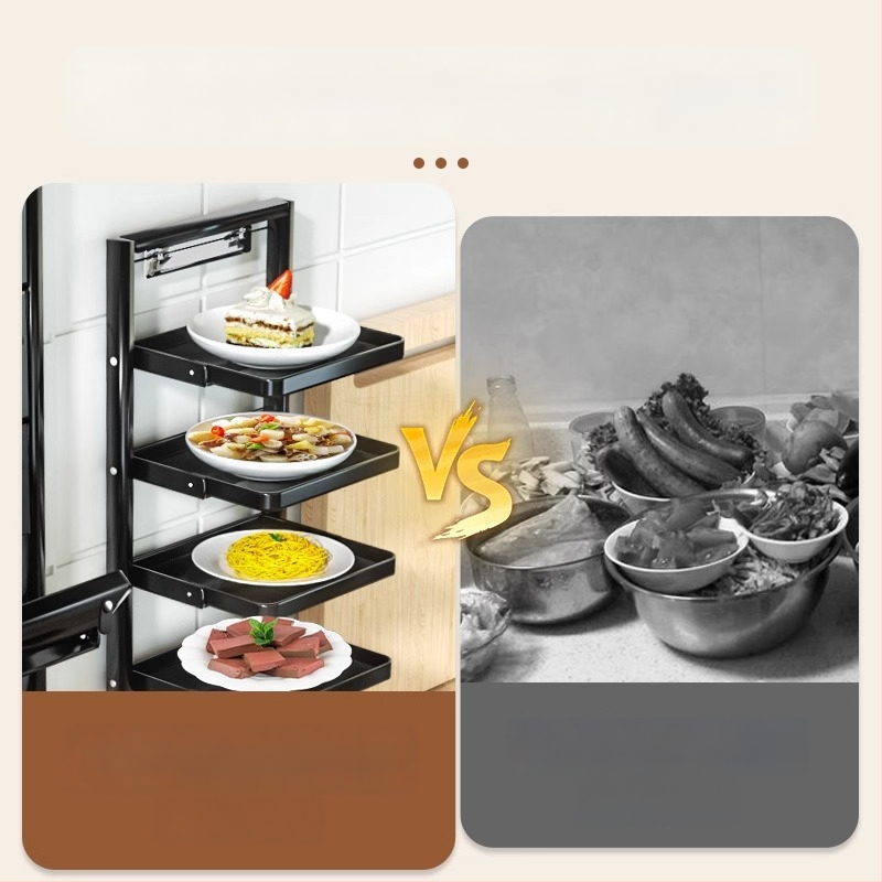 Toiduvalmistamise riiul (kokkupandav, mitmekorruseline, imukorgiga, seinale paigaldatav, metallist)