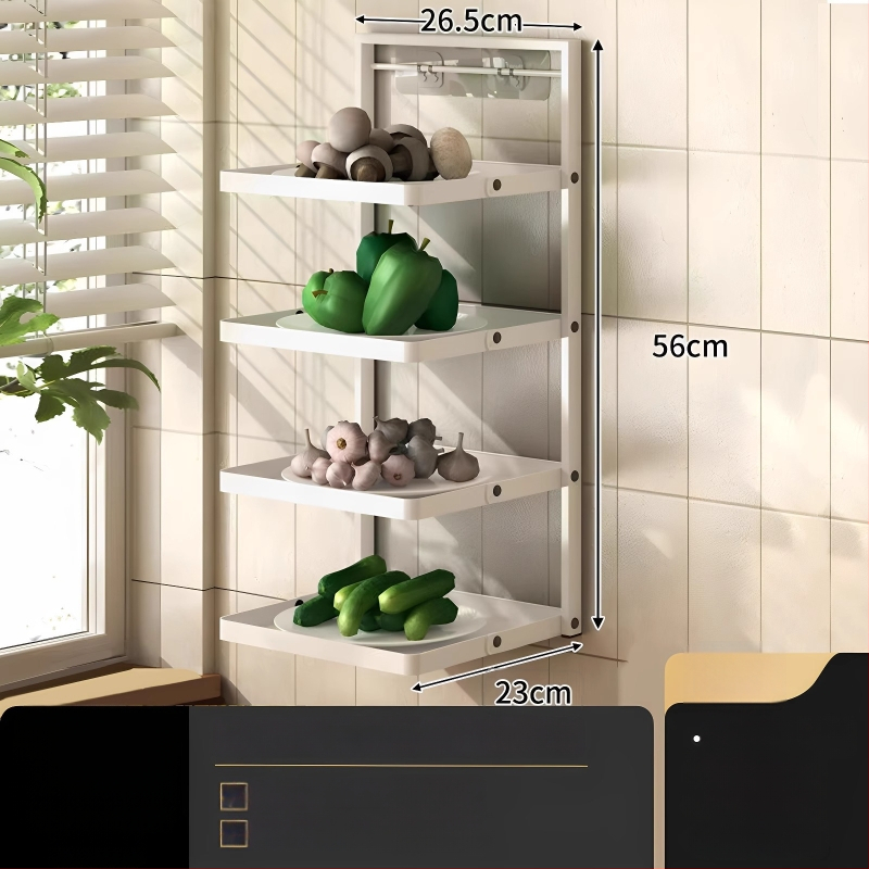 Toiduvalmistamise riiul (kokkupandav, mitmekorruseline, imukorgiga, seinale paigaldatav, metallist)