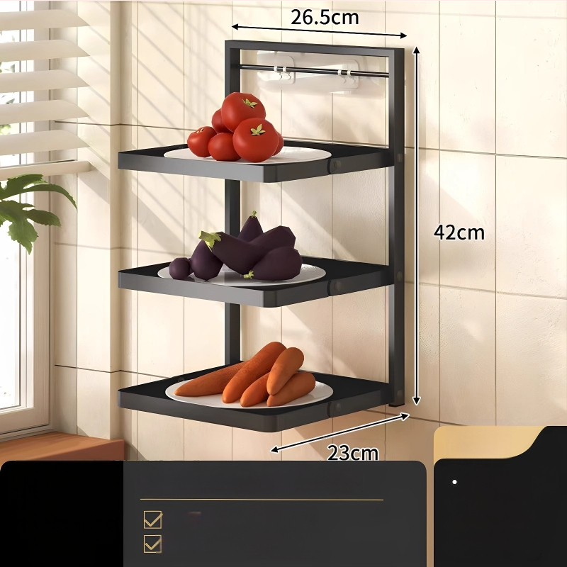 Toiduvalmistamise riiul (kokkupandav, mitmekorruseline, imukorgiga, seinale paigaldatav, metallist)