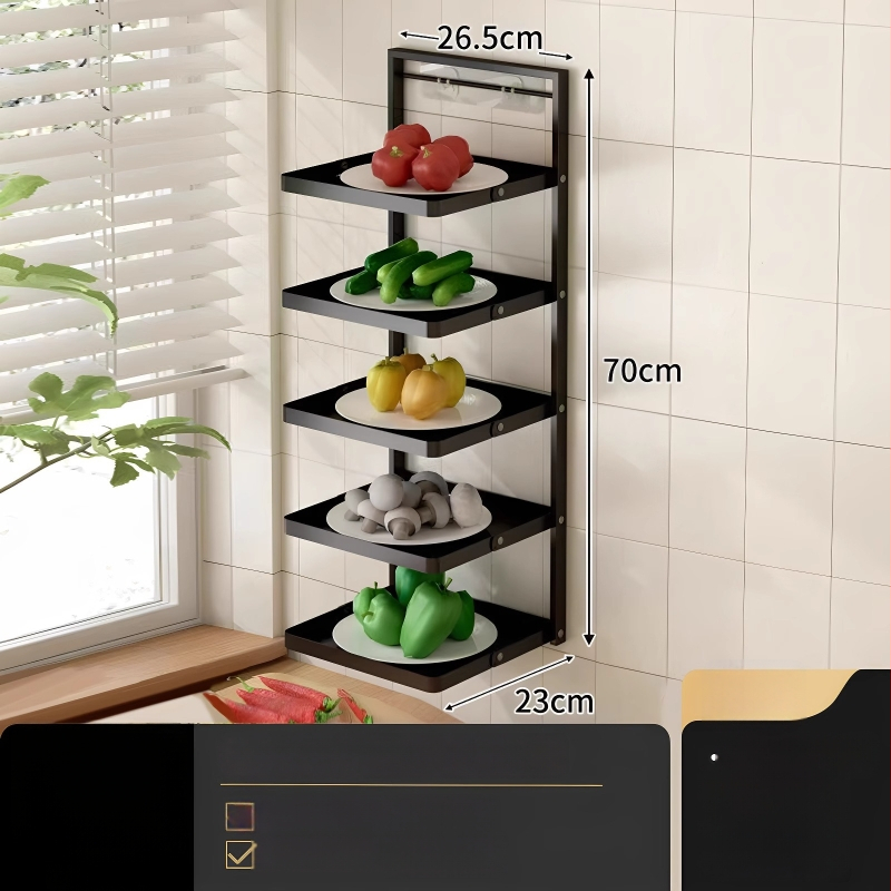 Toiduvalmistamise riiul (kokkupandav, mitmekorruseline, imukorgiga, seinale paigaldatav, metallist)