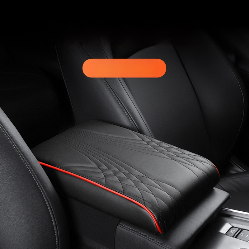 Ādas centrālā elkoņa atbalsta spilventiņš ar uzglabāšanas kabatu un salvetēm kastīti automašīnai