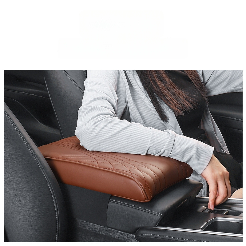 Ādas centrālā elkoņa atbalsta spilventiņš ar uzglabāšanas kabatu un salvetēm kastīti automašīnai