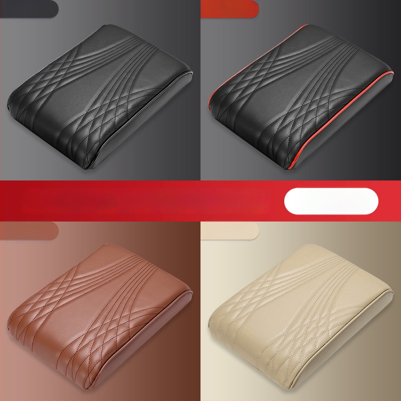 Ādas centrālā elkoņa atbalsta spilventiņš ar uzglabāšanas kabatu un salvetēm kastīti automašīnai