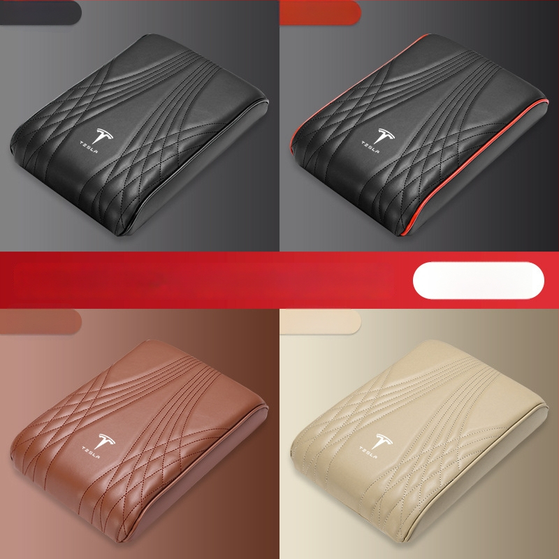 Ādas centrālā elkoņa atbalsta spilventiņš ar uzglabāšanas kabatu un salvetēm kastīti automašīnai