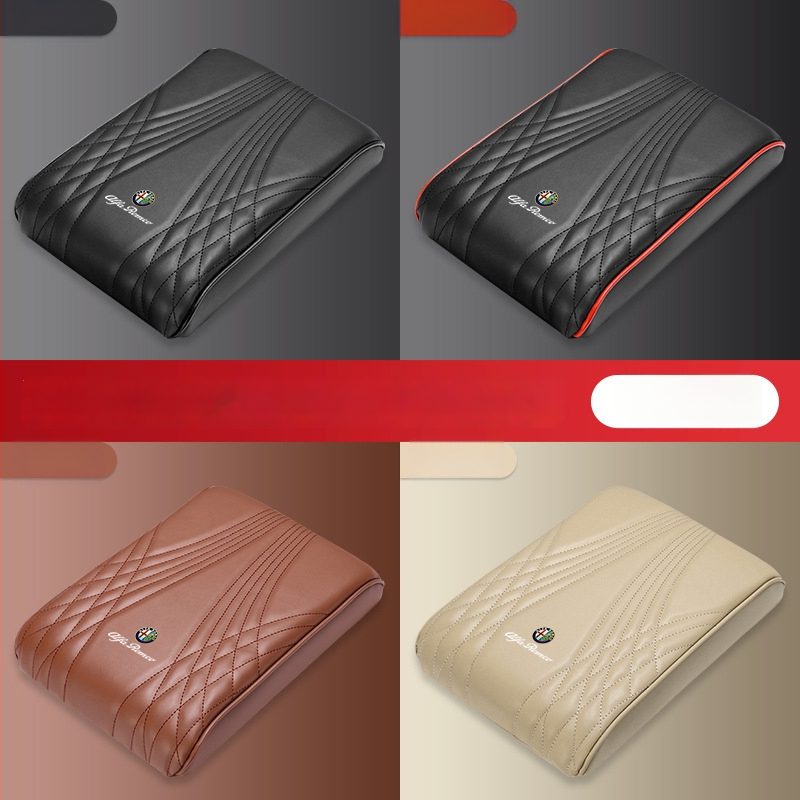 Ādas centrālā elkoņa atbalsta spilventiņš ar uzglabāšanas kabatu un salvetēm kastīti automašīnai