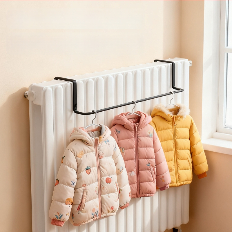 Κρεμάστρα καλοριφέρ με ενσωματωμένο άγκιστρο για ρούχα - Σίδηρος, Μονό άγκιστρο, Σύγχρονος μινιμαλισμός, Χωρητικότητα 1-3 kg, Διατέθηκε τον χειμώνα του 2025.