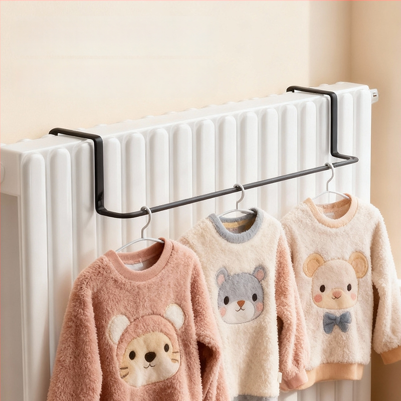 Κρεμάστρα καλοριφέρ με ενσωματωμένο άγκιστρο για ρούχα - Σίδηρος, Μονό άγκιστρο, Σύγχρονος μινιμαλισμός, Χωρητικότητα 1-3 kg, Διατέθηκε τον χειμώνα του 2025.