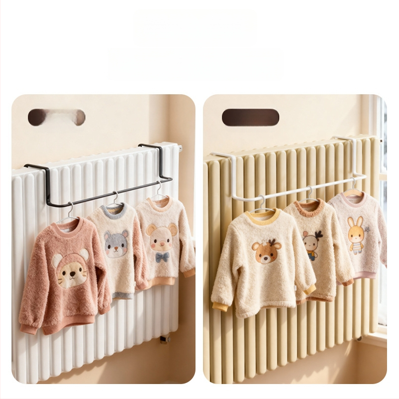 Κρεμάστρα καλοριφέρ με ενσωματωμένο άγκιστρο για ρούχα - Σίδηρος, Μονό άγκιστρο, Σύγχρονος μινιμαλισμός, Χωρητικότητα 1-3 kg, Διατέθηκε τον χειμώνα του 2025.