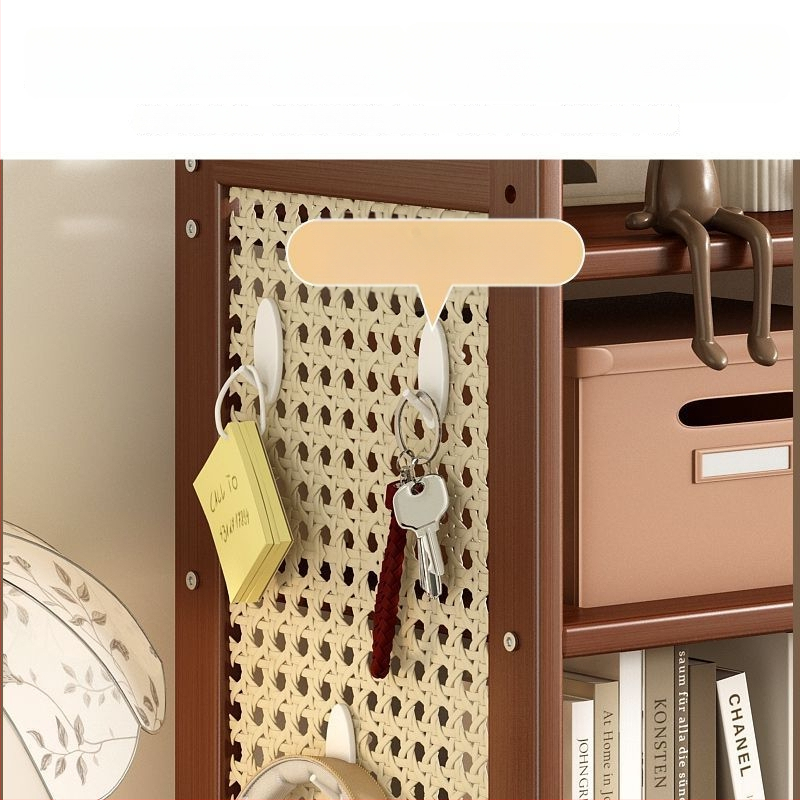 Trīs līmeņu galda uzglabāšanas plaukts no bambusa ar caurumu plāksni, viduslaiku stila biroja organizētājs