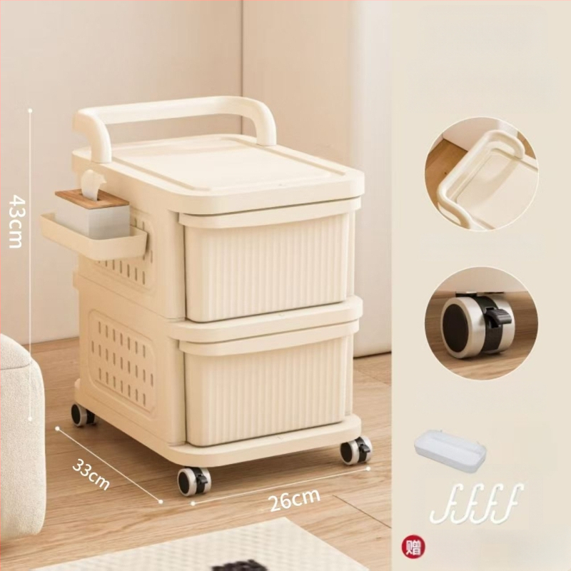 Ratiņveida uzglabāšanas statīvs – 5 līmeņi, uz grīdas, ar riteņiem, noņemamais atvilktņu mehānisms, no plastmasas