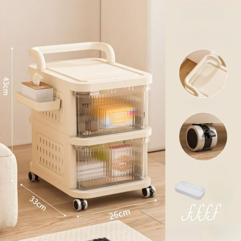 Ratiņveida uzglabāšanas statīvs – 5 līmeņi, uz grīdas, ar riteņiem, noņemamais atvilktņu mehānisms, no plastmasas