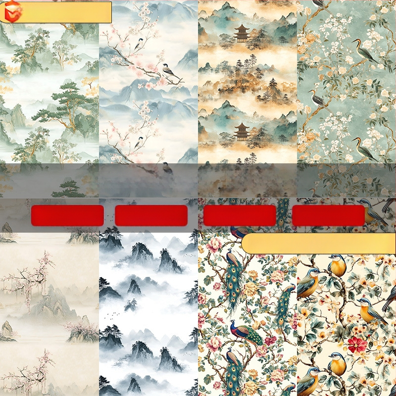 Öntapadós PVC falitapéta, új kínai stílus, mintázat – márka Bvl