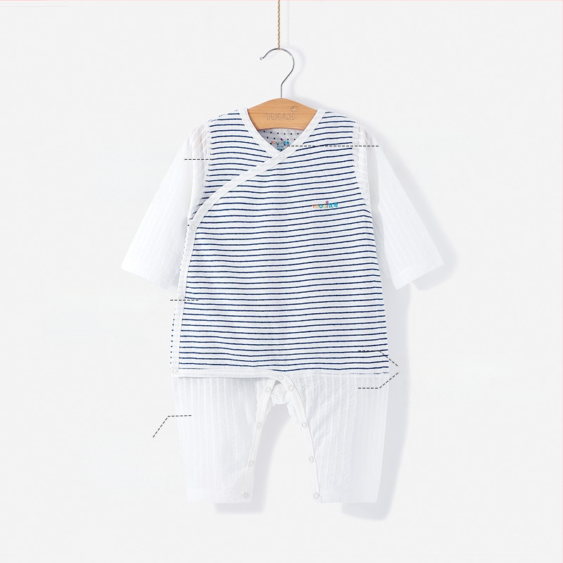 Zīdaiņu guļammaiss ar vēdera aizsardzību – 100% kokvilna, pildījums no kokvilnas, svītrainu raksts, visu sezonu, zīdainis (0–12 mēneši)