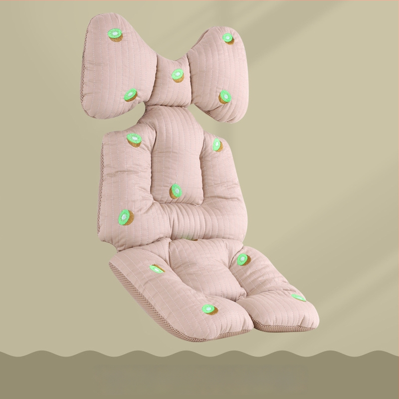 Jastučnica za sjedalicu kolica s podrškom za leđa, pamukasta debela jastučnica, kompatibilna s kolicima i stolom za hranjenje, sve sezone