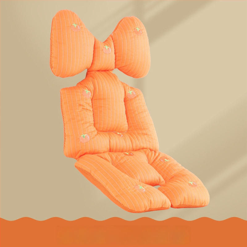 Jastučnica za sjedalicu kolica s podrškom za leđa, pamukasta debela jastučnica, kompatibilna s kolicima i stolom za hranjenje, sve sezone