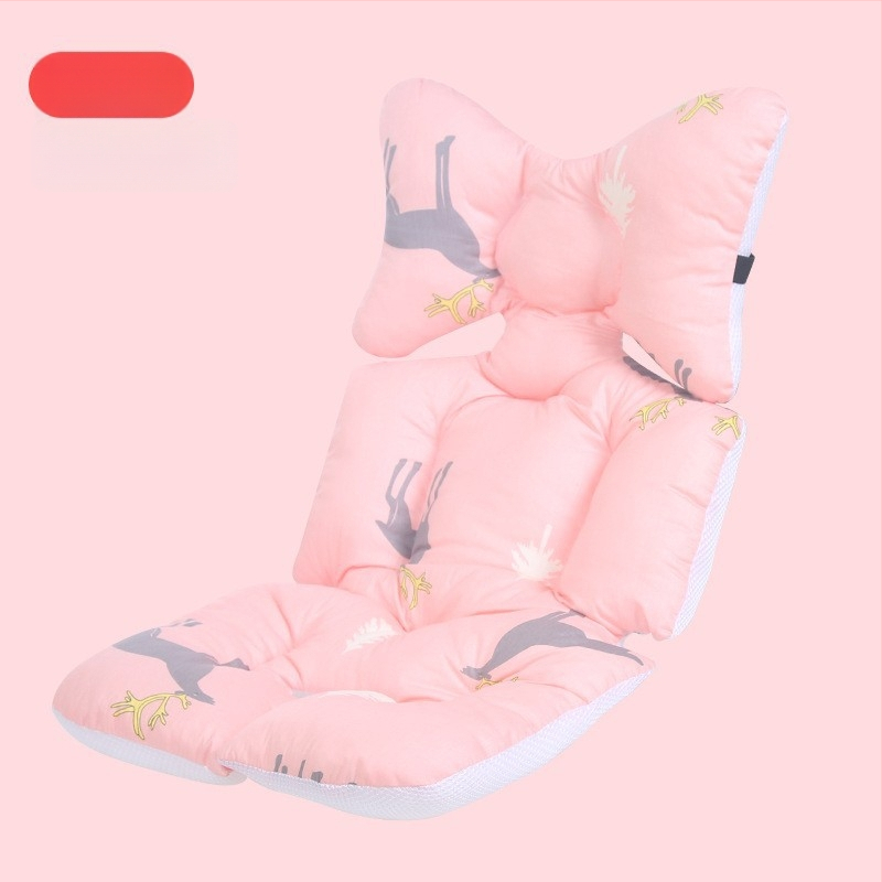 Jastučnica za sjedalicu kolica s podrškom za leđa, pamukasta debela jastučnica, kompatibilna s kolicima i stolom za hranjenje, sve sezone
