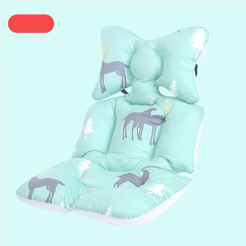 Jastučnica za sjedalicu kolica s podrškom za leđa, pamukasta debela jastučnica, kompatibilna s kolicima i stolom za hranjenje, sve sezone