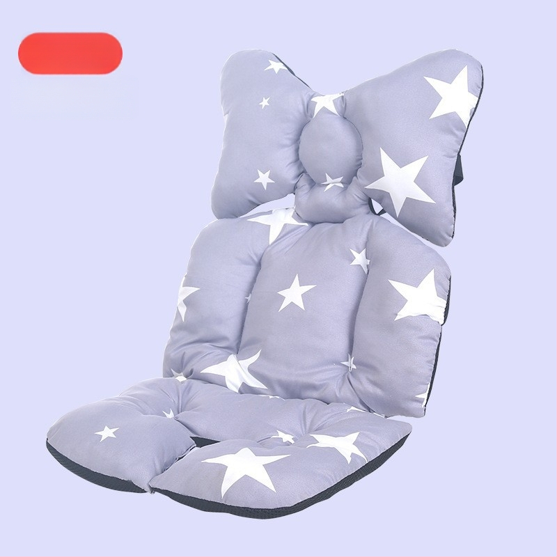 Jastučnica za sjedalicu kolica s podrškom za leđa, pamukasta debela jastučnica, kompatibilna s kolicima i stolom za hranjenje, sve sezone
