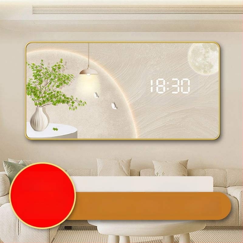 LED kijelzős falióra öröknaptárral, skandináv stílusú fa kerettel