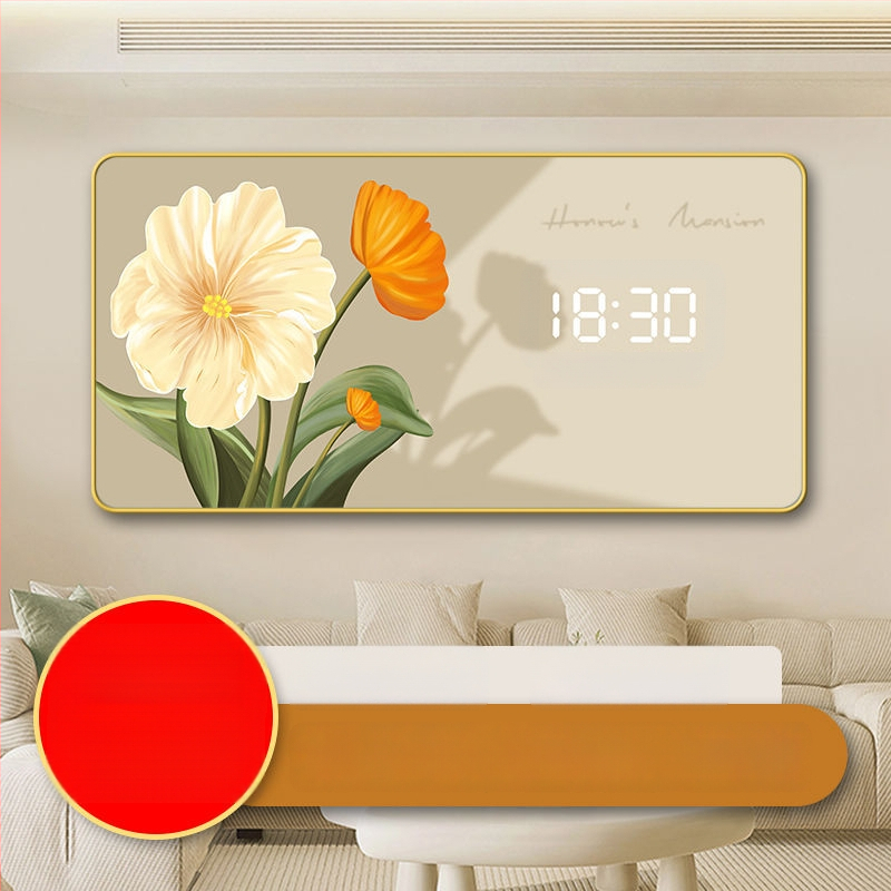 LED kijelzős falióra öröknaptárral, skandináv stílusú fa kerettel