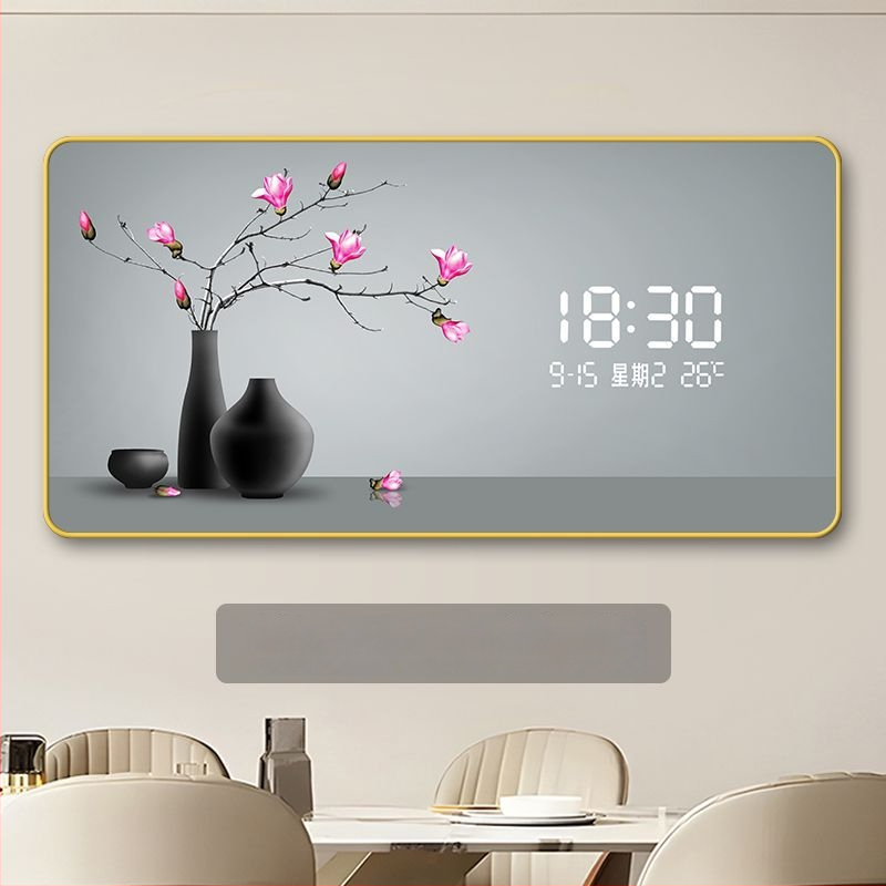 LED kijelzős falióra öröknaptárral, skandináv stílusú fa kerettel