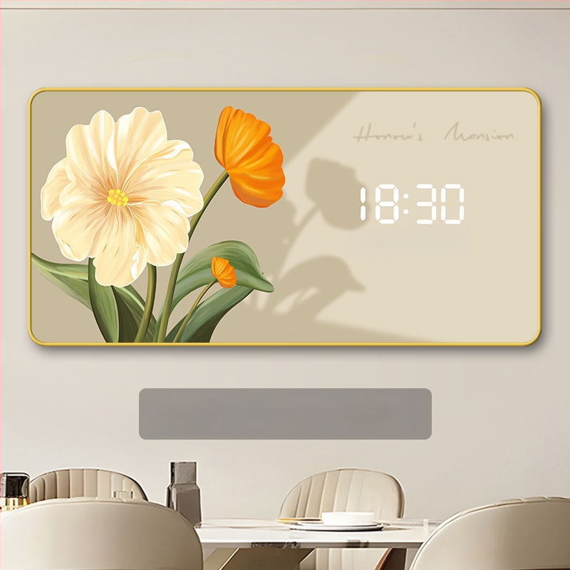 LED kijelzős falióra öröknaptárral, skandináv stílusú fa kerettel