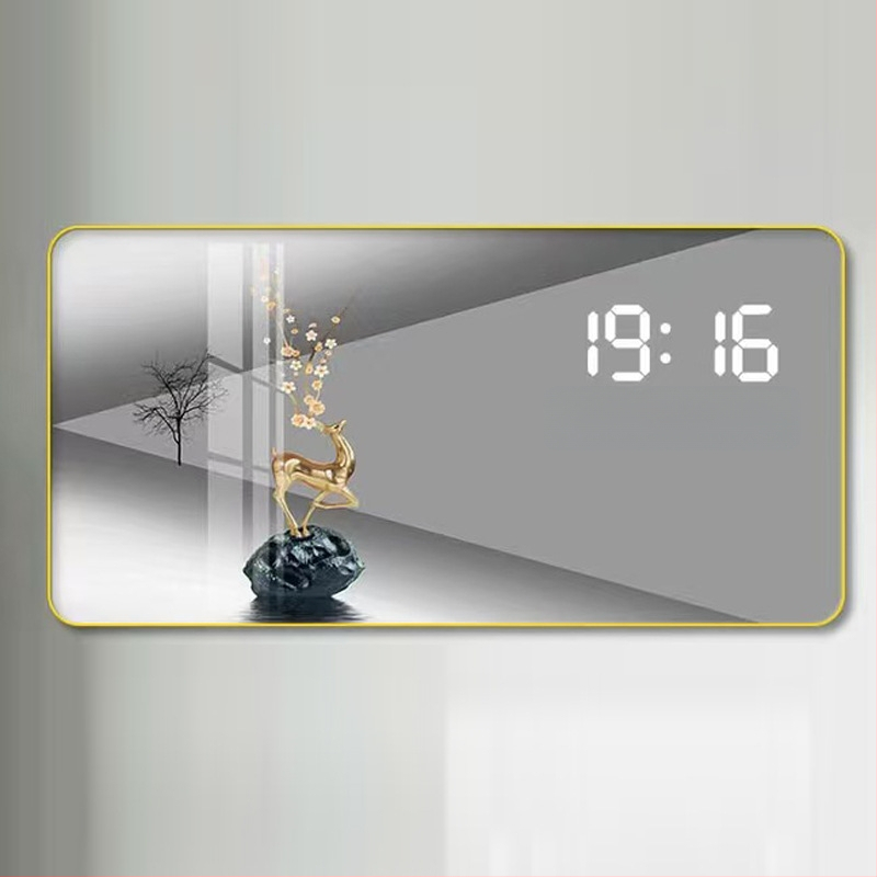 LED kijelzős falióra öröknaptárral, skandináv stílusú fa kerettel