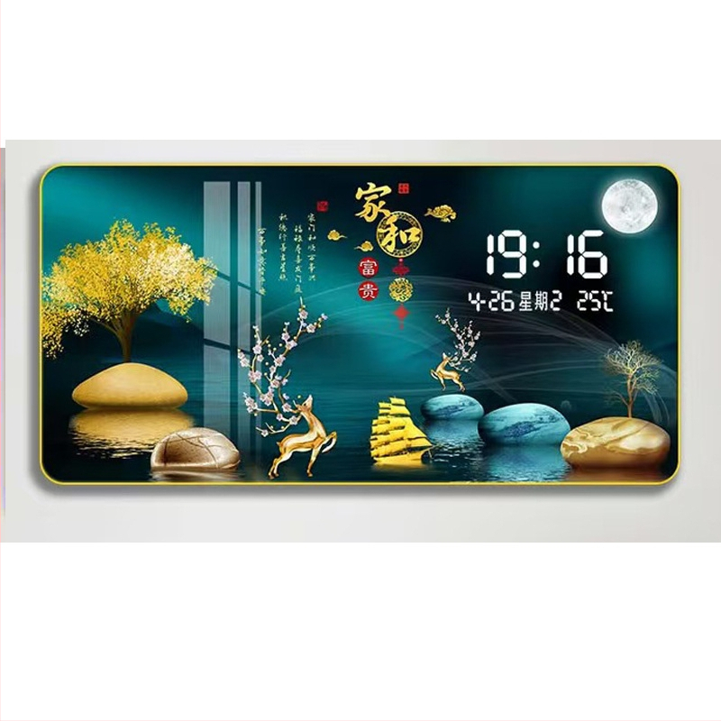 LED kijelzős falióra öröknaptárral, skandináv stílusú fa kerettel