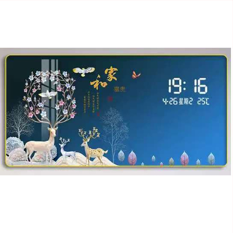 LED kijelzős falióra öröknaptárral, skandináv stílusú fa kerettel