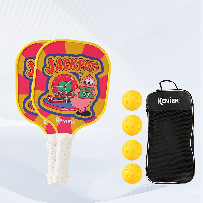 Kenier Bērnu profesionālais pickleball komplekts — iesācēju līmenis, poplar koks, 280 g uz nūju, 700 g pilnais komplekts
