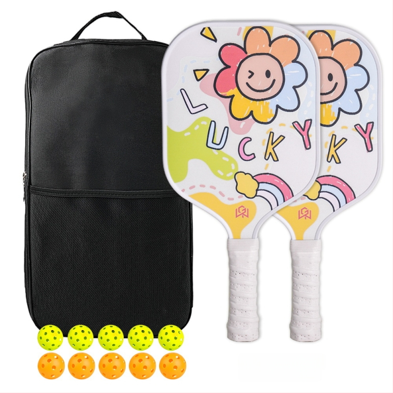 Bērnu pickleball nūja | Fiberglass konstrukcija | 185 g | Ietver 1 nūju un 5 bumbas vienam spēlei vai 1 iepakojumu ar 10 bumbām divām spēlēm
