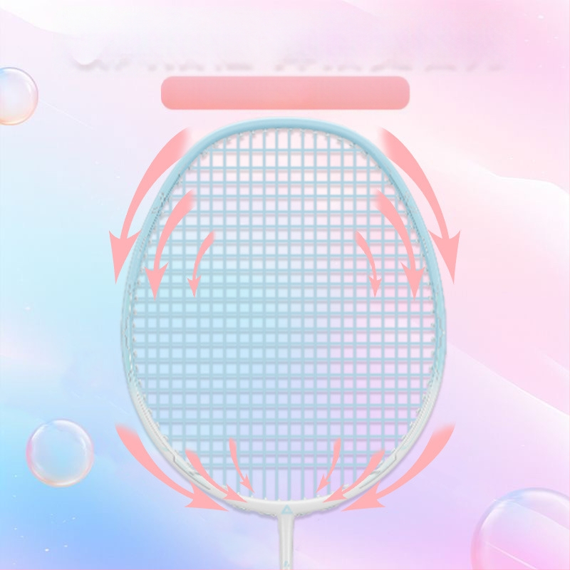 Badmintoni reket - üliõhuke kerge, süsinikkiust koostis, tasakaalustatud peaga, kaal 85–89 g, käepide G5