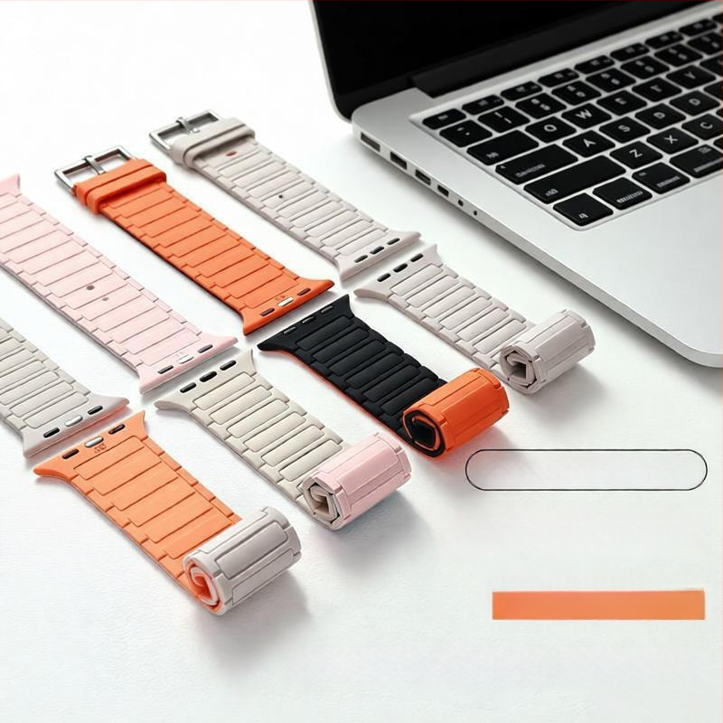 FKFM Λωρίδα ρολογιού από σιλικόνη με μαγνητικό κούμπωμα, αθλητικό στυλ, συμβατή με Apple Watch