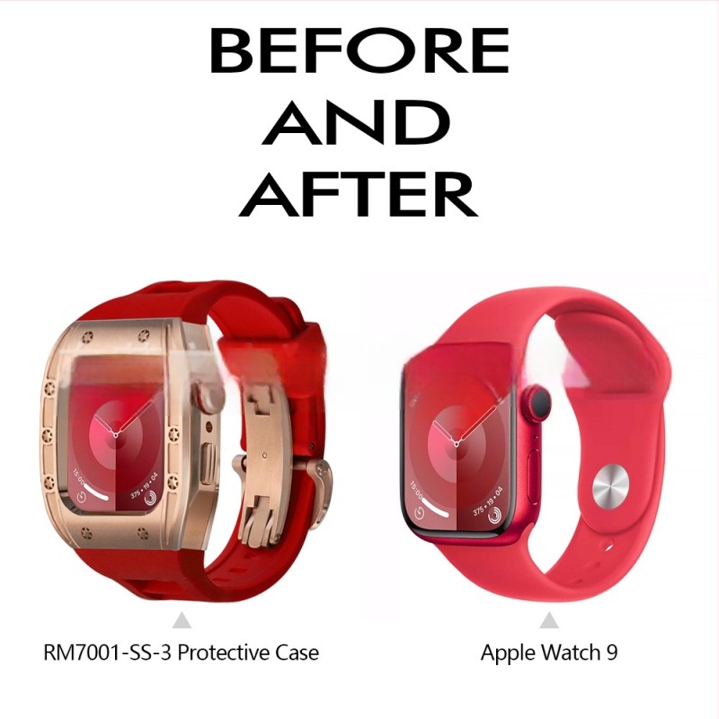 Apple Watch dėklas, suderinamas su S9/S8/S7/S6, nerūdijančio plieno, drugelių užsegimas