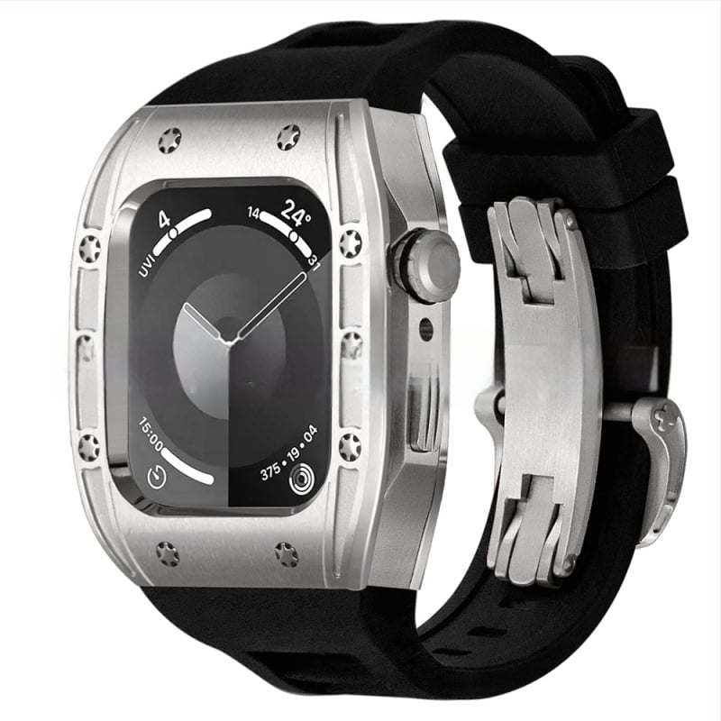 Apple Watch dėklas, suderinamas su S9/S8/S7/S6, nerūdijančio plieno, drugelių užsegimas