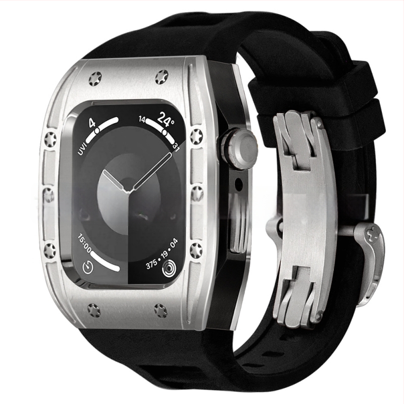 Apple Watch dėklas, suderinamas su S9/S8/S7/S6, nerūdijančio plieno, drugelių užsegimas