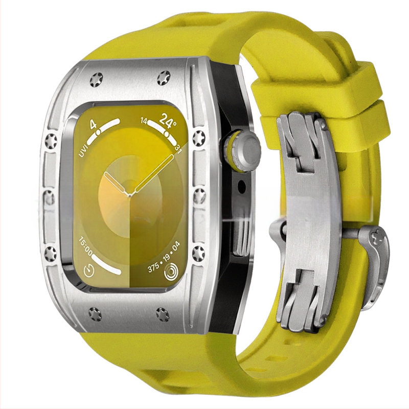 Apple Watch dėklas, suderinamas su S9/S8/S7/S6, nerūdijančio plieno, drugelių užsegimas