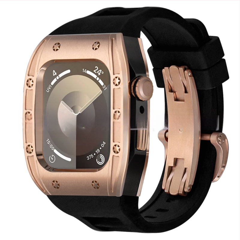 Apple Watch dėklas, suderinamas su S9/S8/S7/S6, nerūdijančio plieno, drugelių užsegimas