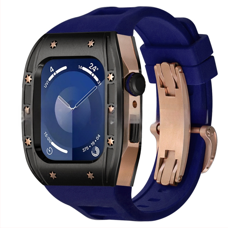 Apple Watch dėklas, suderinamas su S9/S8/S7/S6, nerūdijančio plieno, drugelių užsegimas