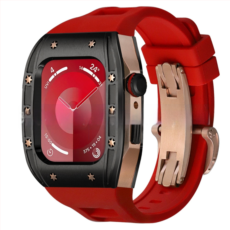 Apple Watch dėklas, suderinamas su S9/S8/S7/S6, nerūdijančio plieno, drugelių užsegimas