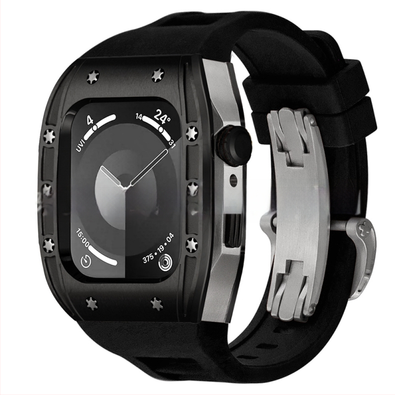 Apple Watch dėklas, suderinamas su S9/S8/S7/S6, nerūdijančio plieno, drugelių užsegimas