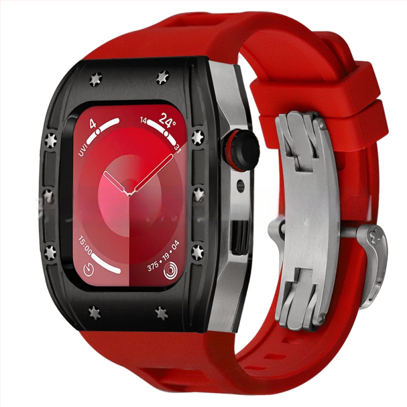 Apple Watch dėklas, suderinamas su S9/S8/S7/S6, nerūdijančio plieno, drugelių užsegimas